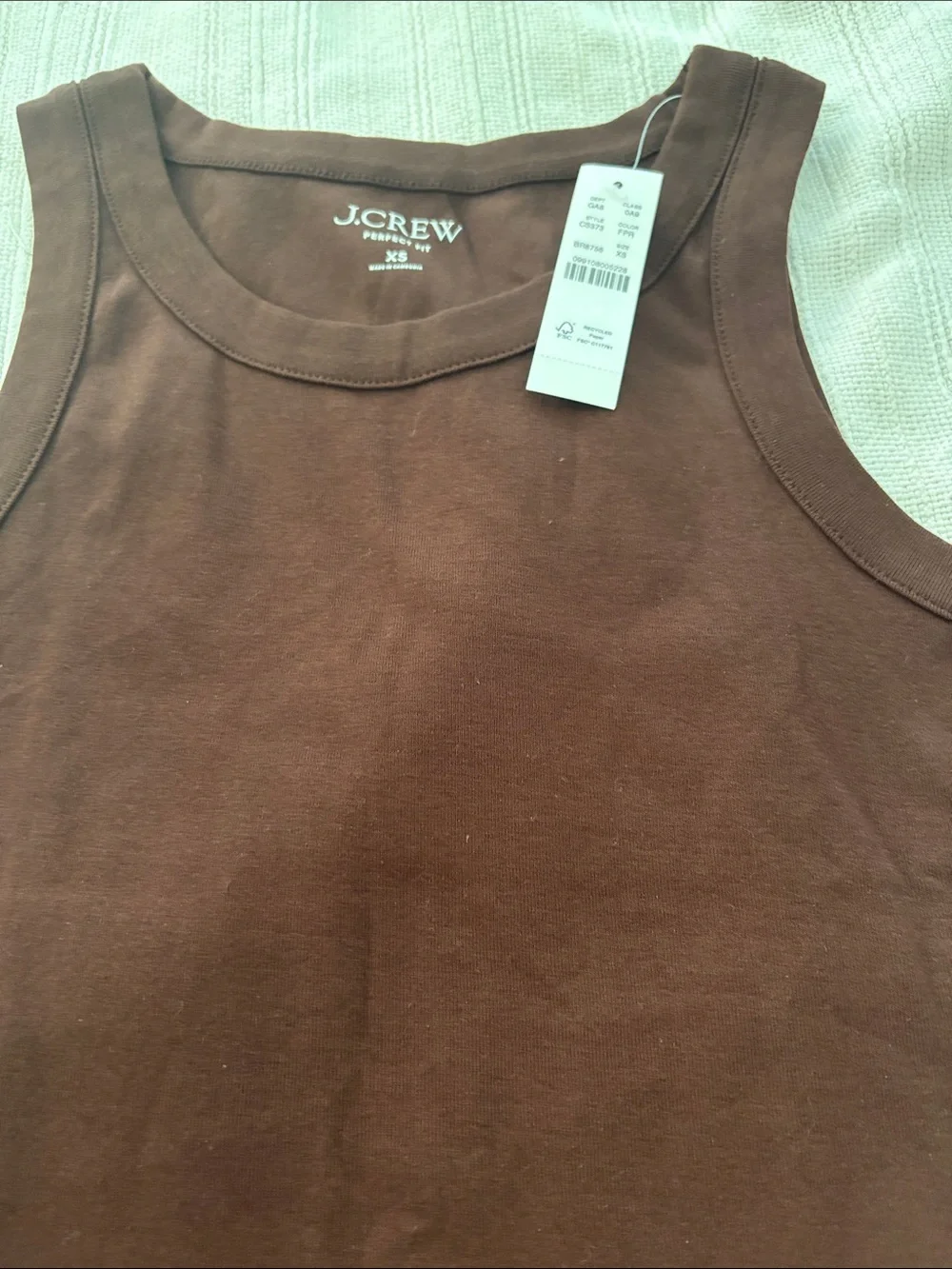 J CREW BROWN PERFECT TANK- XS NWT